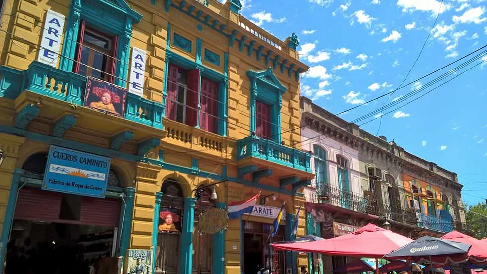 Colorful houses in La Boca in Buenos Aires, Argentina.