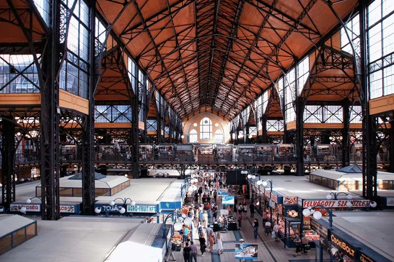 Great market hall full of stalls and people in Budapest