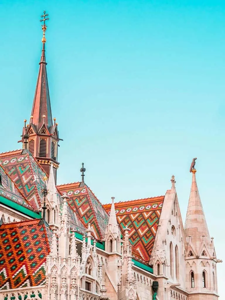 Orange roof Matthias church in Budapest