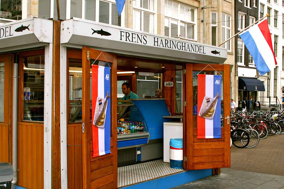 Food stall of fish in Amsterdam.
