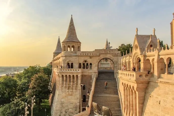 Tower and staircase Fishermans Bastion is a must visit during 3 days in Budapest