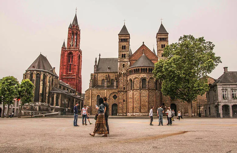 People walking in the Vrijthof Square in Maastricht.