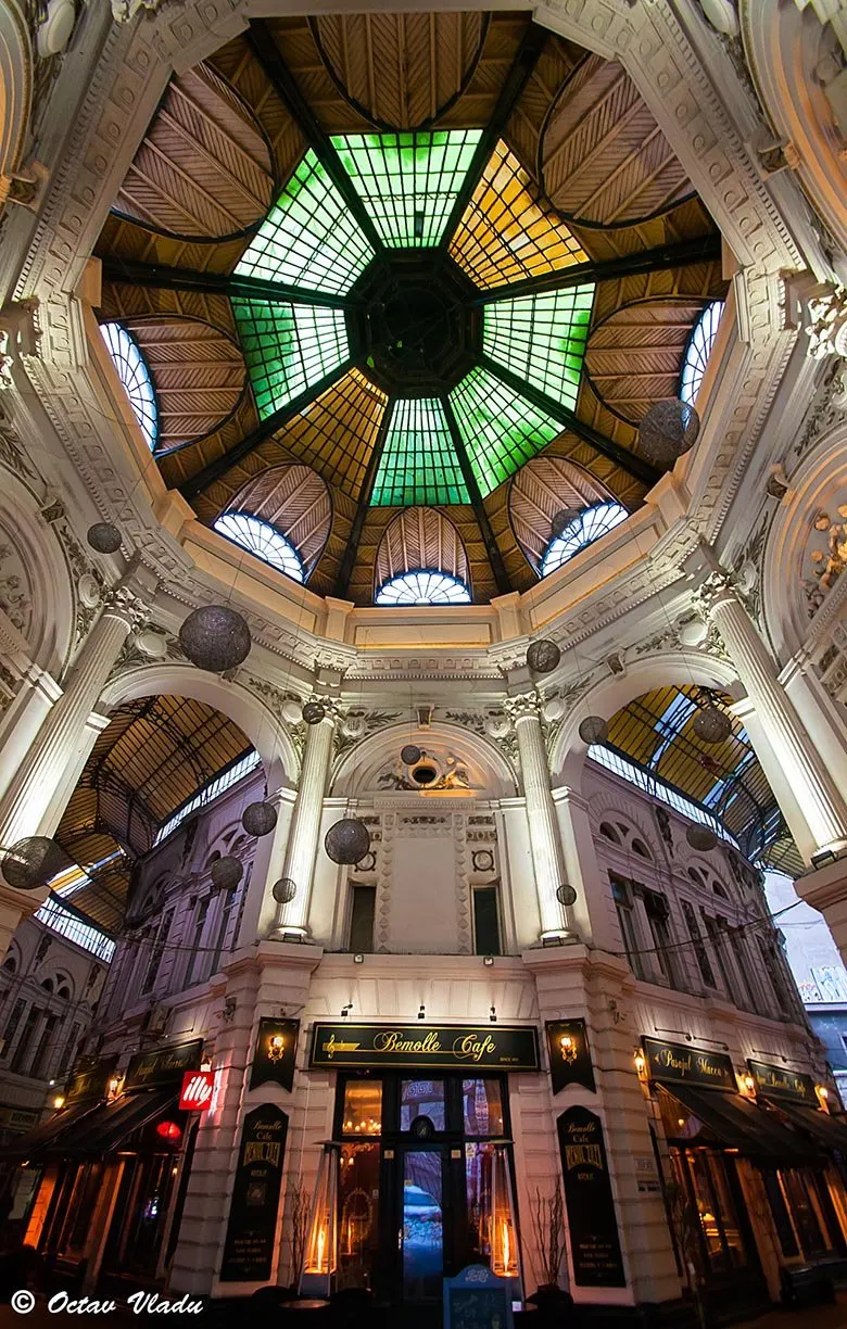 Art Nouveau covered passage in Bucharest, Romania.