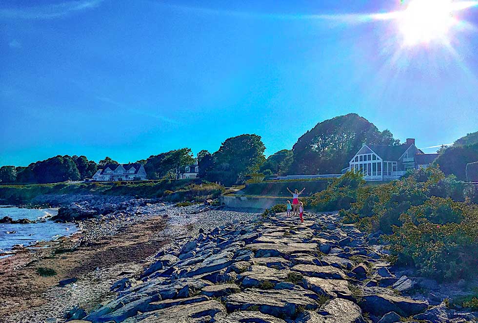 People walking on the cliffs in Newport