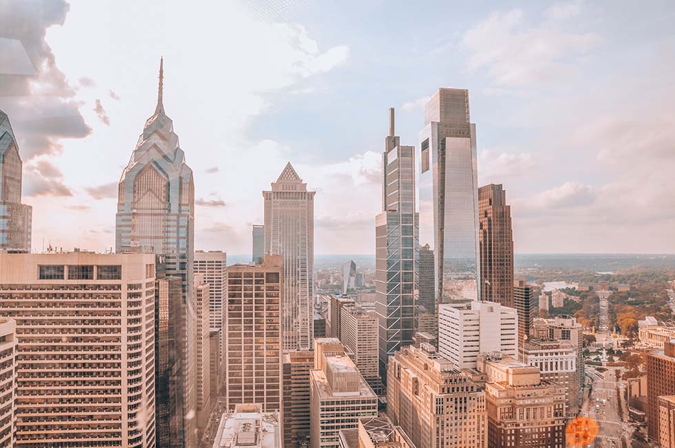 View over the buildings in Philadelphia, Pennsylvania, during the summer