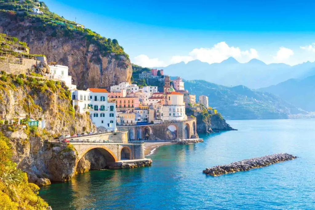 Amalfi coast line of Mediterranean sea, Italy