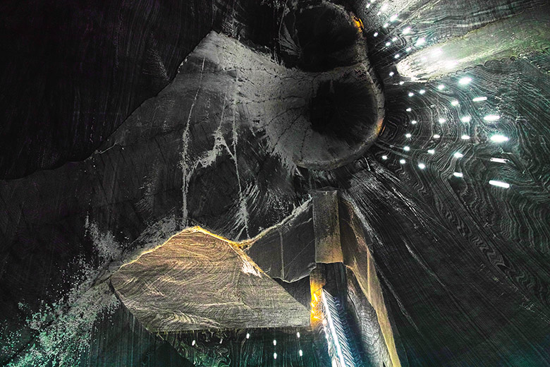 Dark salt cave in Turda, Romania