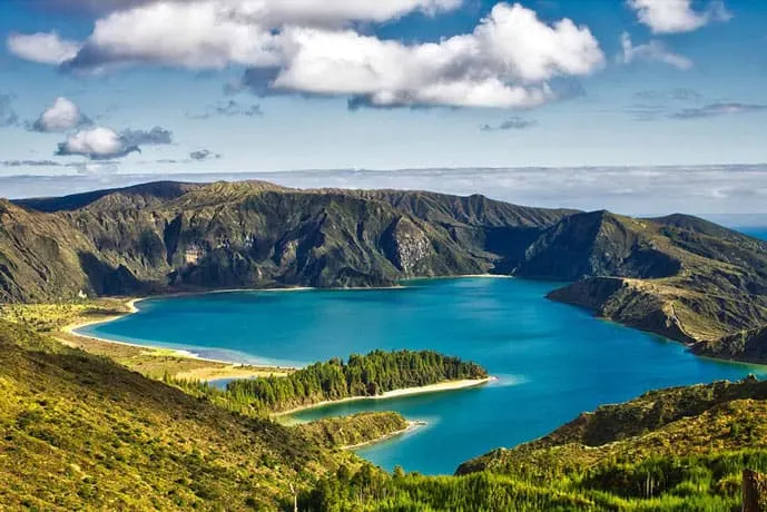 Lake of Fire in Azores. Blue Lake.