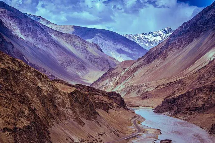 Ladakh in India. Mountains and river