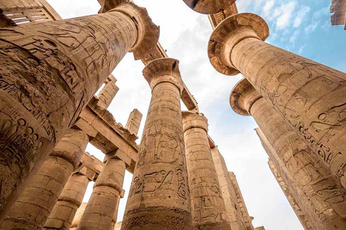 Antique columns in Luxor, Egypt