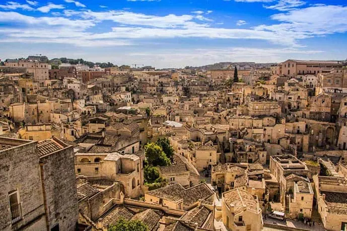 Matera in Italy seen from above