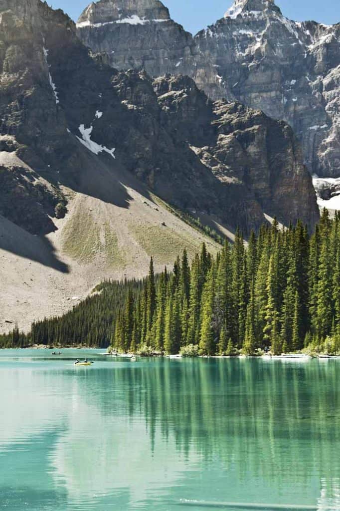 Blue lake and mountains in Banff National Park