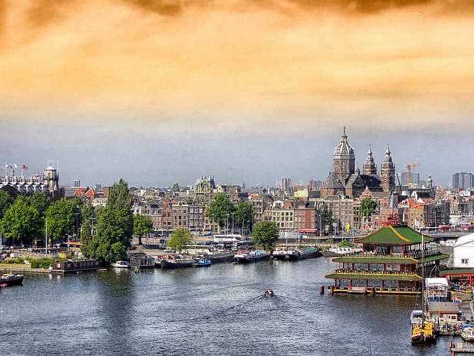 View from Nemo Museum in an Amsterdam picture