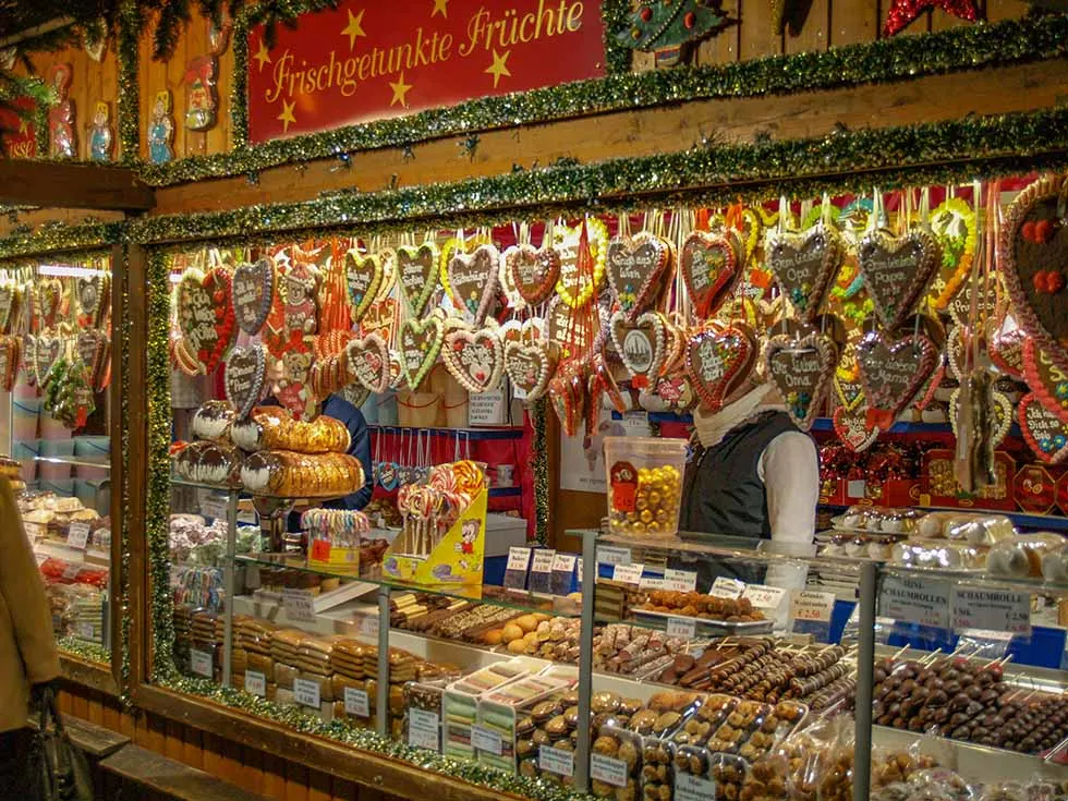 Stall selling chocolate at a Christmas market in Vienna