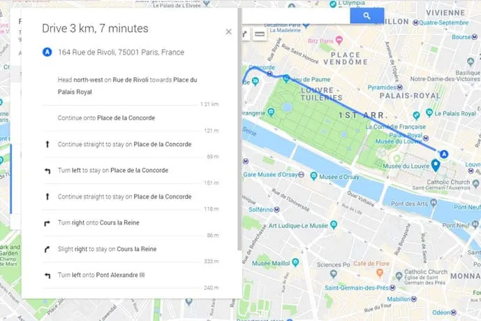 Planning a trip with Google Maps