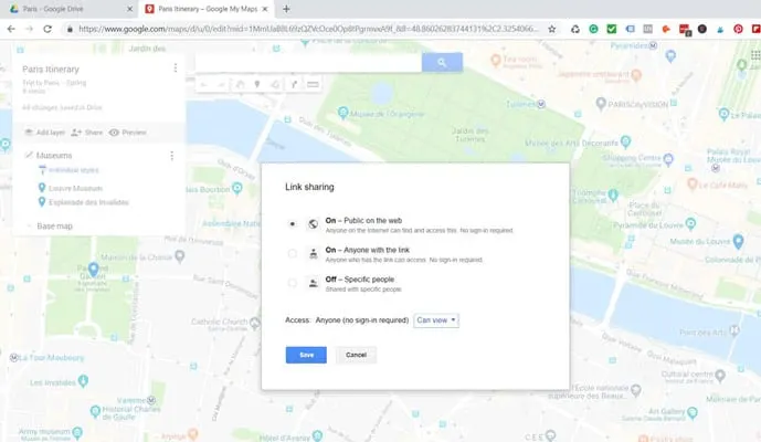 Plan trip in Google Maps