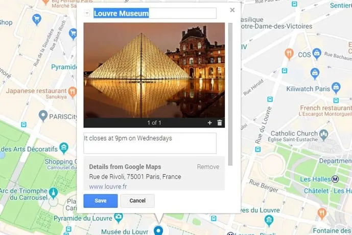 Google Maps trip planner