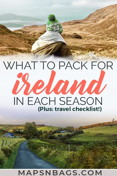 Traveling to Ireland? Then check out this ultimate Ireland packing list for summer, spring, fall, and winter...all seasons! Including Ireland travel tips, travel checklist, and what to wear in Ireland (for men and women!). Check it out! Discover what to bring to Ireland | packing for ireland | Ireland travel tips | what to pack for Ireland in September #ireland #packing #august #irish #traveltips #irelandtravel #may #june #March #europe