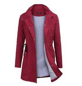 Red rain jacket for women traveling to Ireland