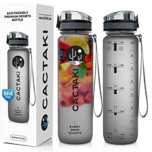 Transparent and silver water bottle with fruits infusion