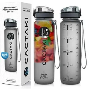 Transparent and silver water bottle with fruits infusion