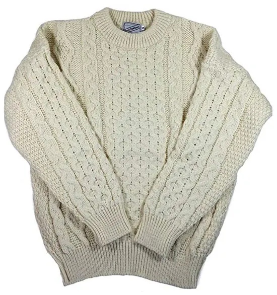 Off-white knit Aran sweater for men