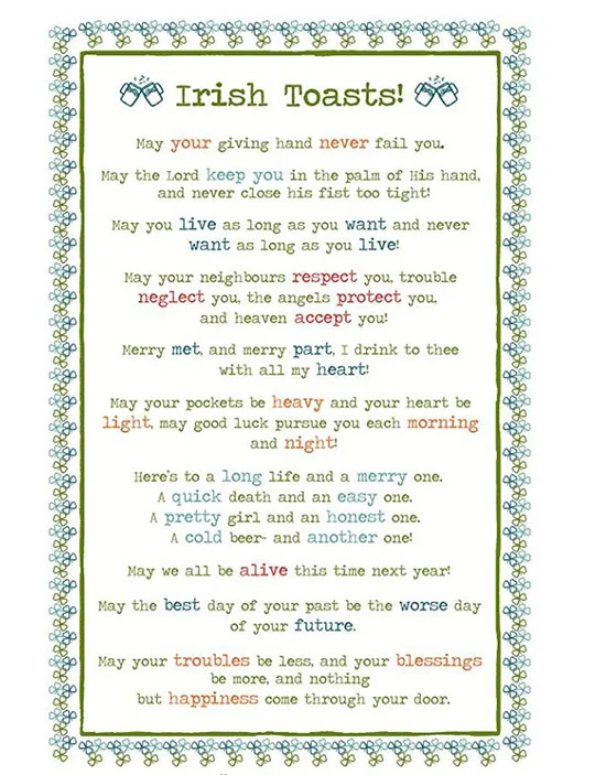 Irish blessing on a dish towel