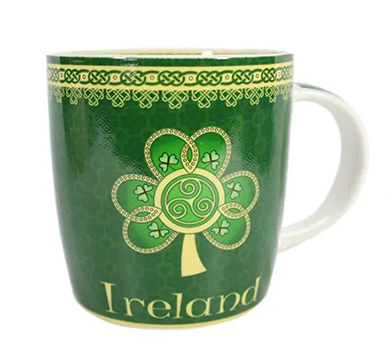 Green mug with a shamrock