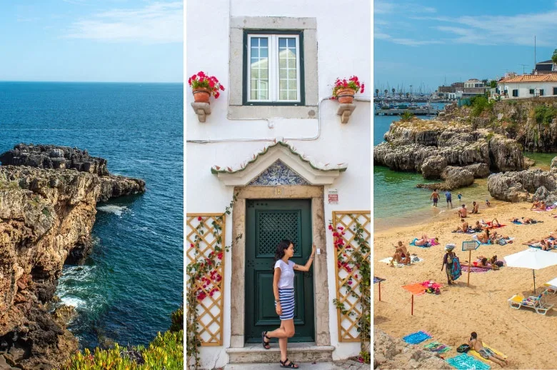 Collage of three photos taken in Cascais