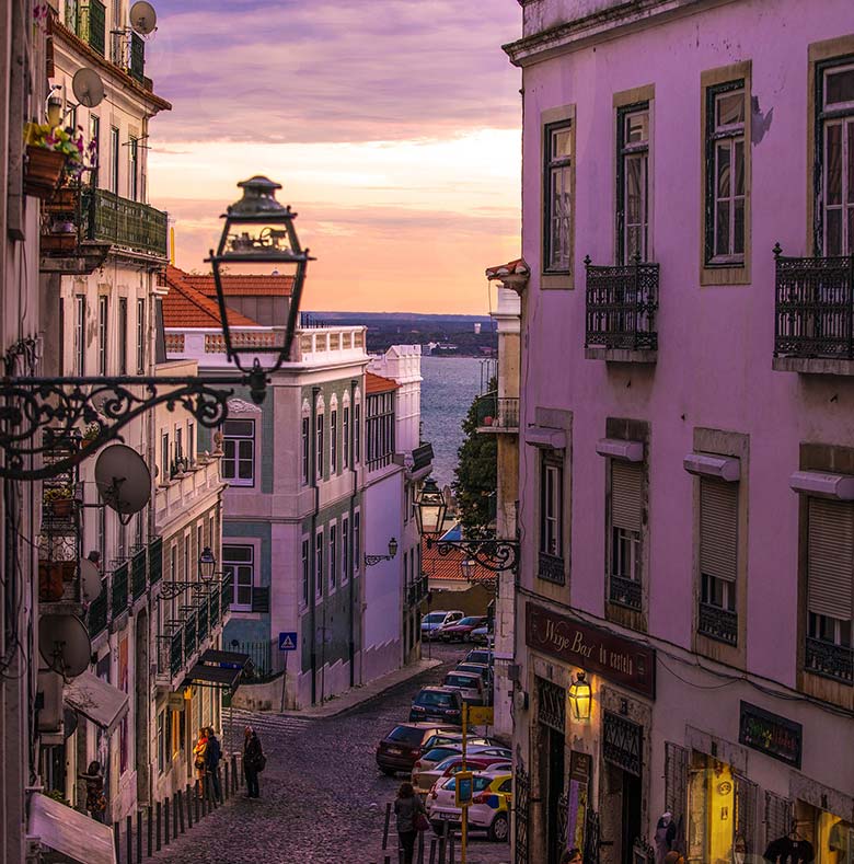 Windows in Lisbon during sunset