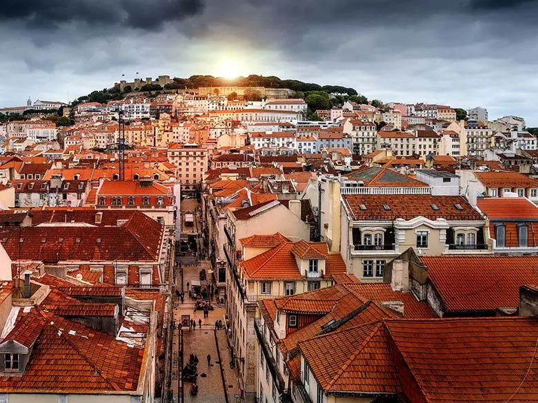 Photographing the orange rooftops is one of the best Lisbon travel tips