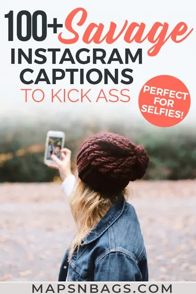 Pinterest graphic about Savage Instagram captions for selfies