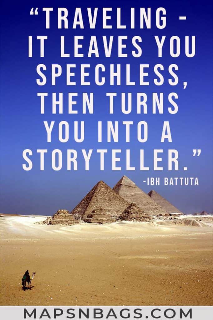 Image with an inspiring travel quote written on it