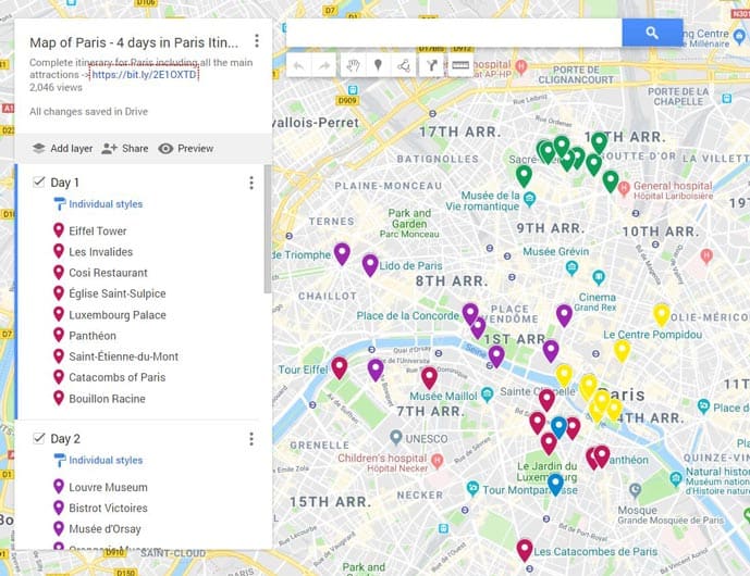 What to do in Paris in 4 days, map of Paris