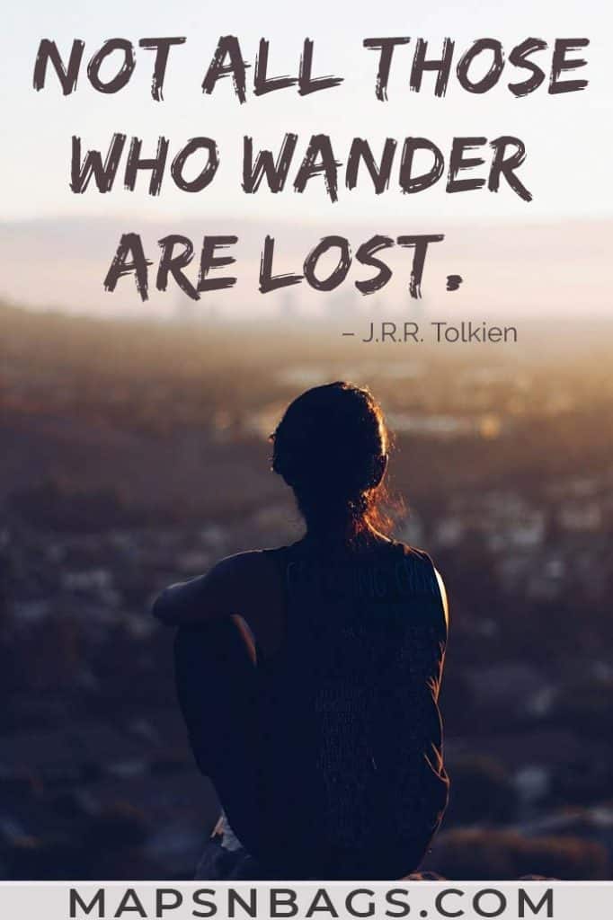 Image with an inspiring travel quote written on it