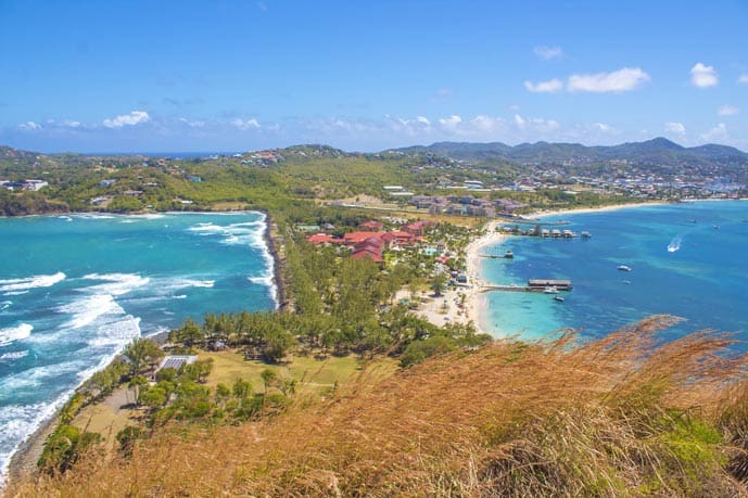 View of the Atlantic Ocean in the Caribbean island of Saint Lucia