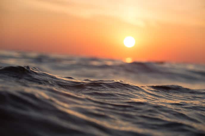 Sunset over the ocean in the Caribbean island of Saint Lucia