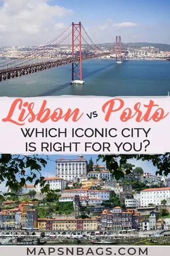 Pinterest graphic Porto vs Lisbon