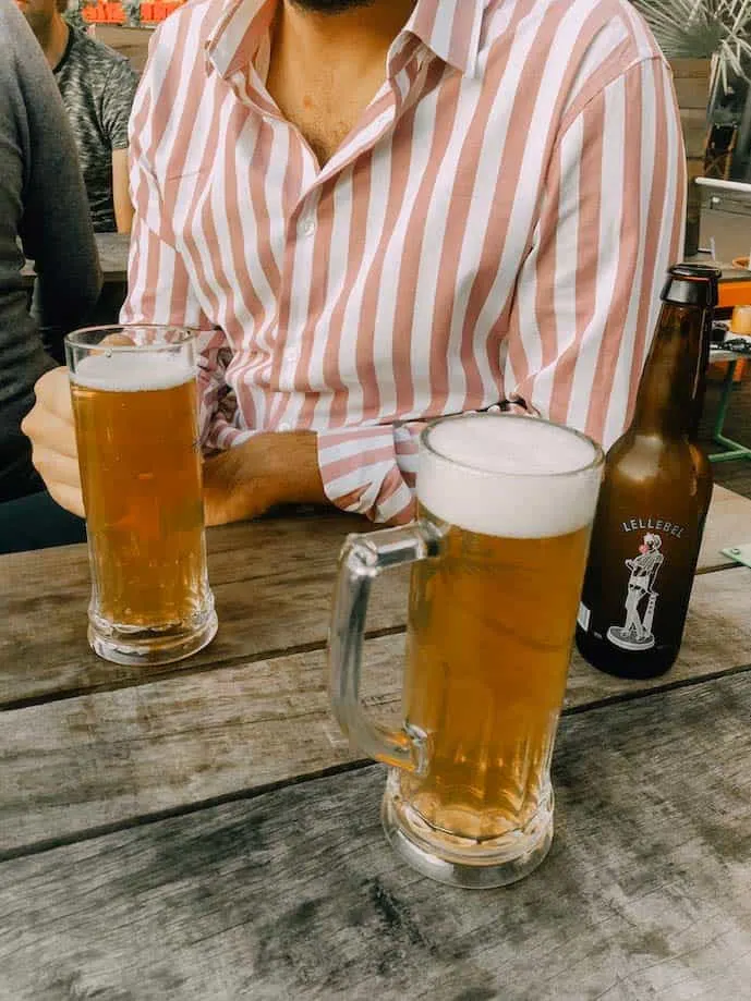 Drinking beer in one of the most romantic bars in Amsterdam