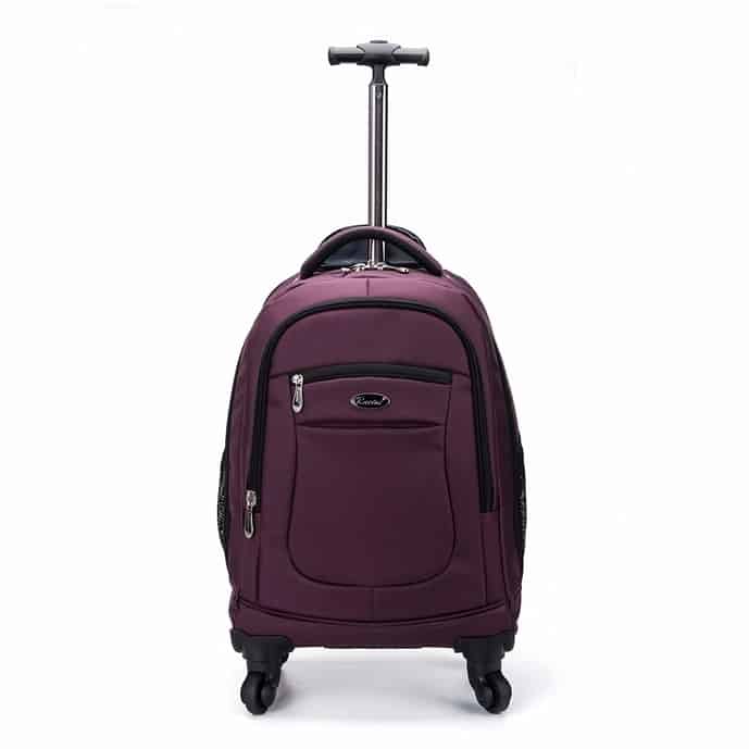 Purple wheeled backpack from Racini