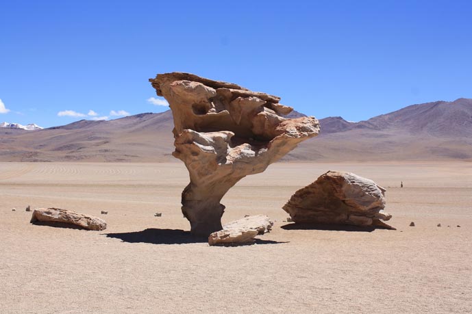 Rock formation in Salvador Dali desert in Bolivia