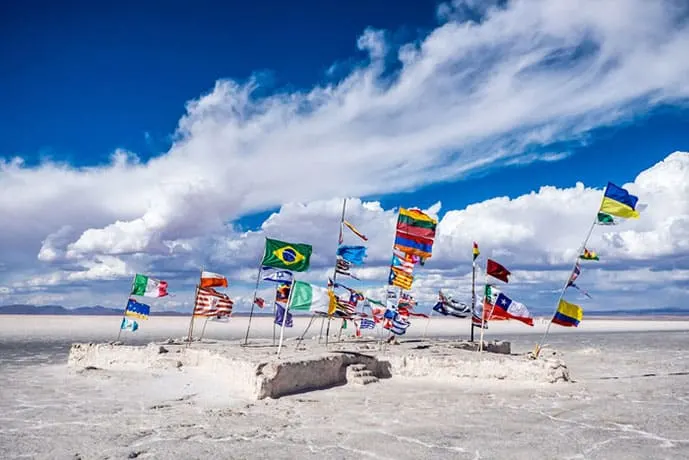 Flags at Salar de Uyuni