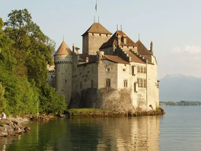 Romantic Lausane and a lake in Switzerland