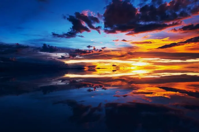 Sunrise reflection on Salar de Uyuni
