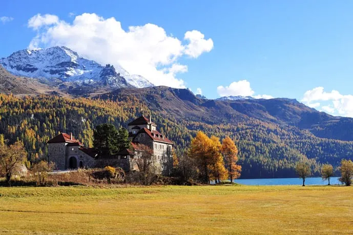 St Moritz and a lake in Switzerland