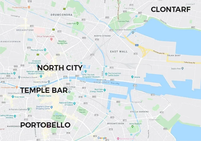 Map of Dublin neighborhoods