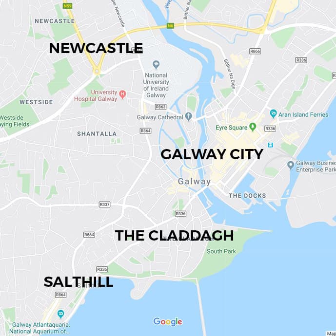 Dónde alojarse en Galway mapa