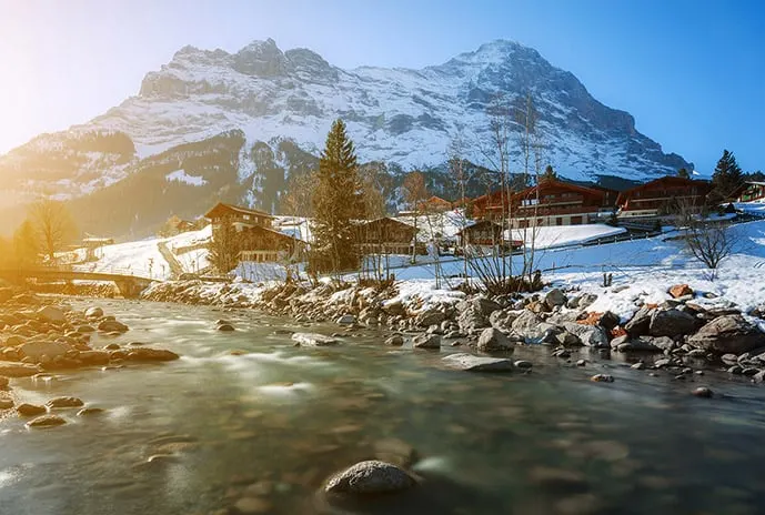 Skiing in Interlaken is one of the best things to do in Switzerland in winter