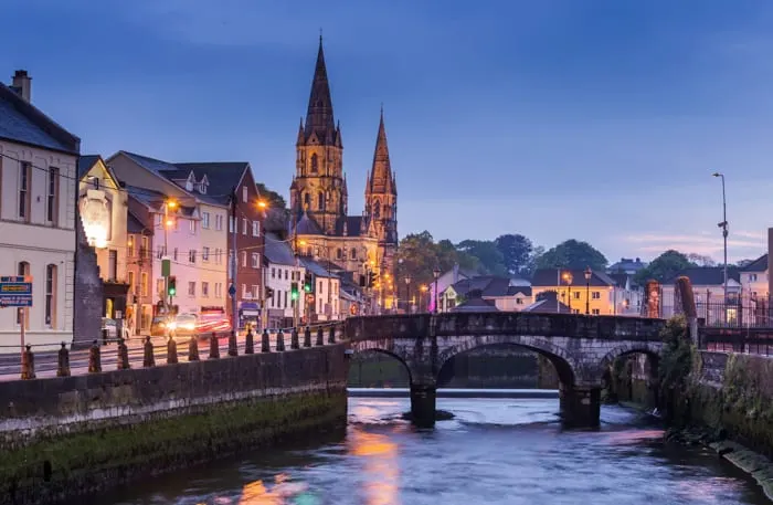 River Lee in Cork City at night