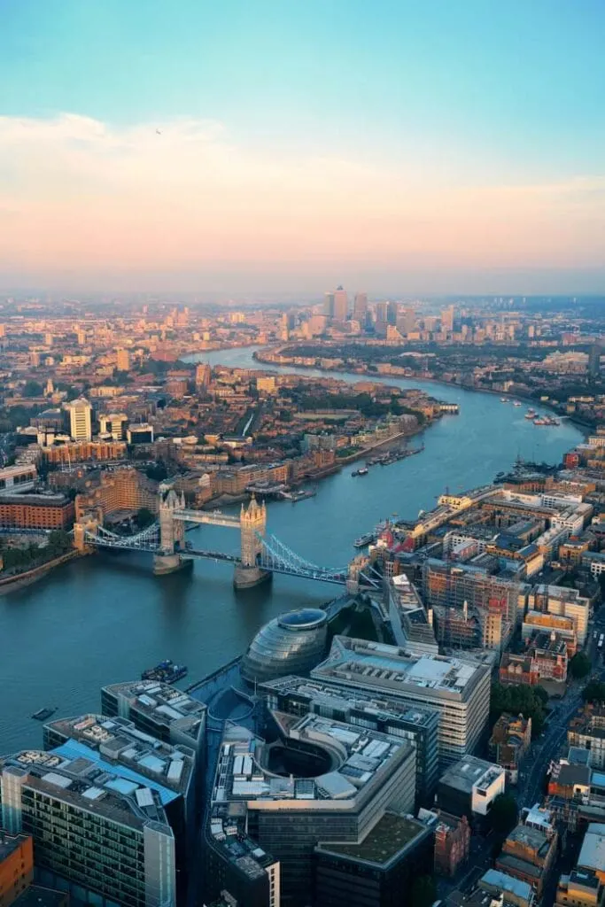 Aerial photograph of secret places in London